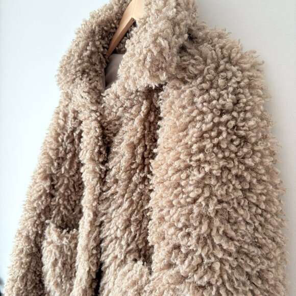 Zara Soft Fluffy Faux Fur Teddy Coat Jacket Tan Beige Brown Blogger Fav Size XS - Picture 5 of 8